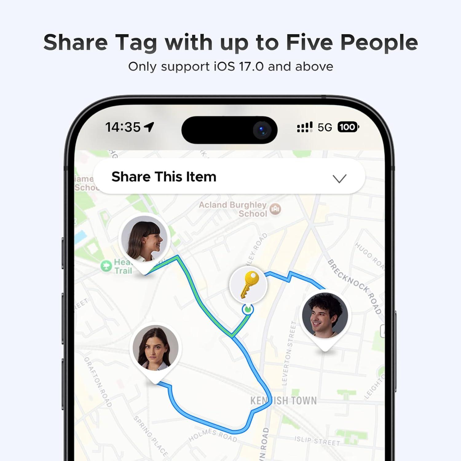 imageUGREEN 4Pack FineTrack Smart Finder Compatible with Apple Find My iOS Only 2Year Replaceable Battery Bluetooth Tracker Tags Item Finder Smart Tag for Key Luggage Passport