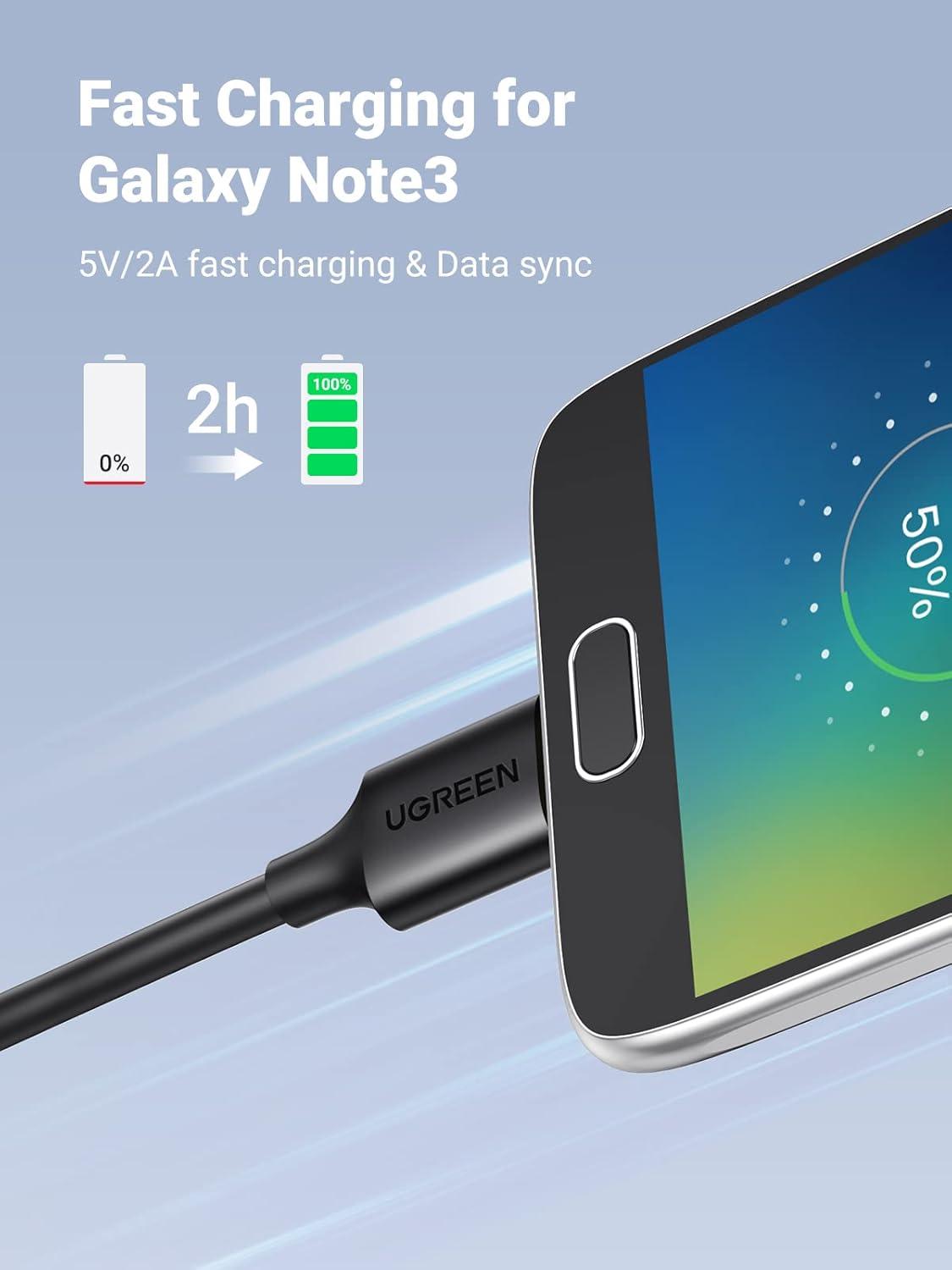 imageUGREEN Micro USB 30 Cable USB 30 Type A Male to Micro B Cord Compatible with Samsung Galaxy S5 Note 3 Camera Hard Drive and More 15ft3FT