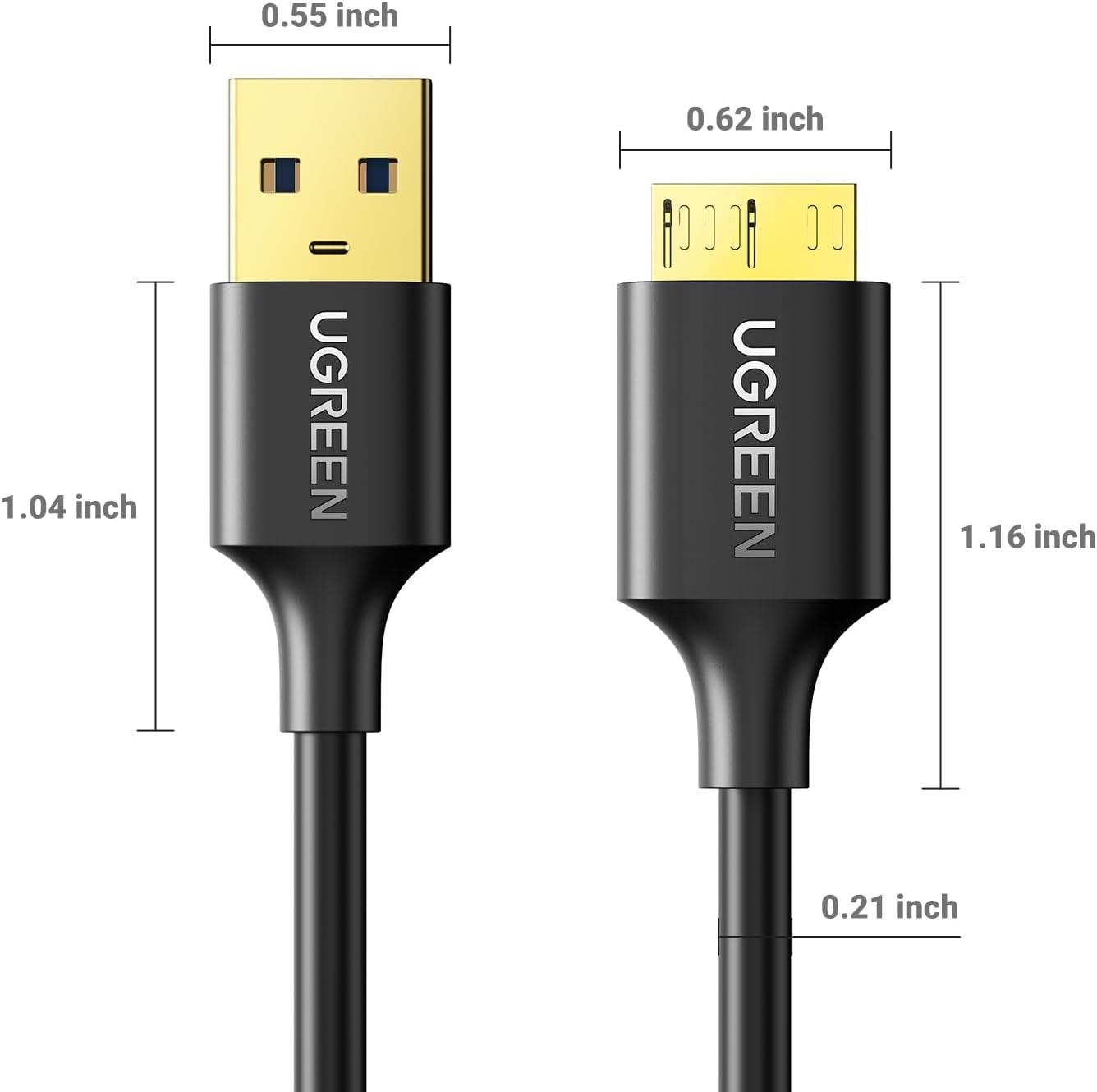 imageUGREEN Micro USB 30 Cable USB 30 Type A Male to Micro B Cord Compatible with Samsung Galaxy S5 Note 3 Camera Hard Drive and More 15ft3FT