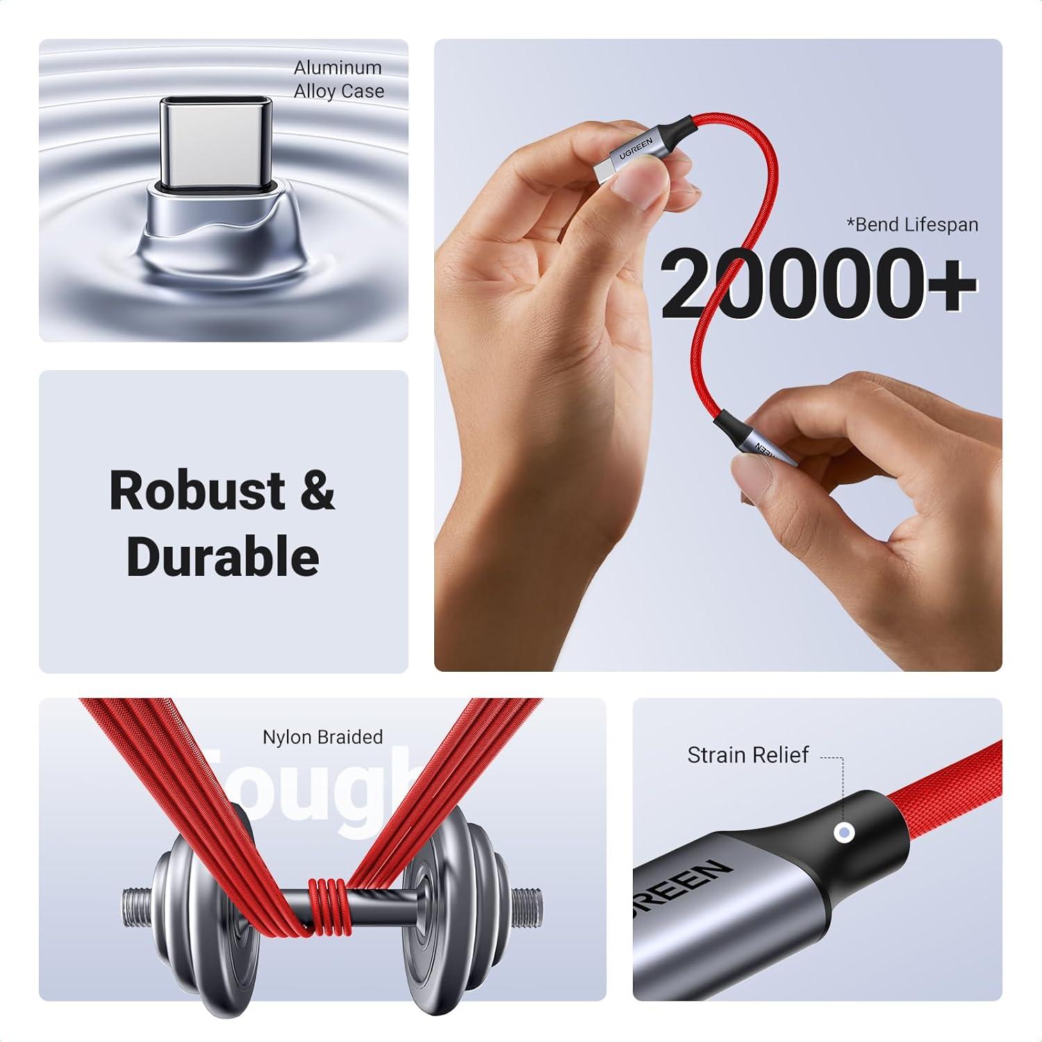 imageUGREEN USB C to 35mm Audio Adapter Type C to Headphone Aux Jack Dongle 24bit96kHz HiFi DAC Cable Cord Compatible with iPhone 17 16 Pro Max16 Plus iPad Galaxy S25 S24 Ultra Pixel 10 GreyRed