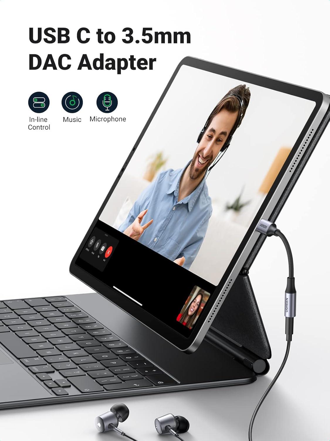 imageUGREEN USB C to 35mm Audio Adapter Type C to Headphone Aux Jack Dongle 24bit96kHz HiFi DAC Cable Cord Compatible with iPhone 17 16 Pro Max16 Plus iPad Galaxy S25 S24 Ultra Pixel 10 GreyGrey