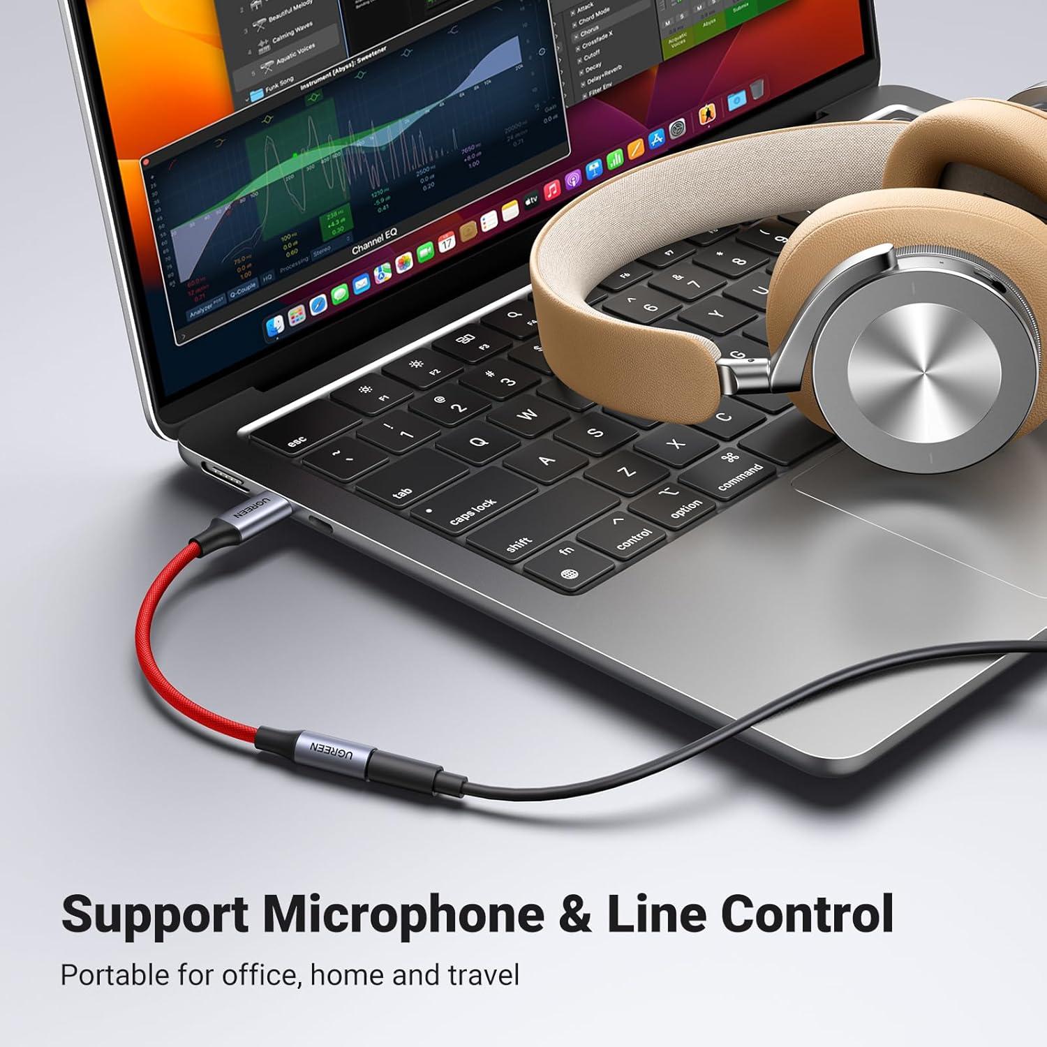 imageUGREEN USB C to 35mm Audio Adapter Type C to Headphone Aux Jack Dongle 24bit96kHz HiFi DAC Cable Cord Compatible with iPhone 17 16 Pro Max16 Plus iPad Galaxy S25 S24 Ultra Pixel 10 GreyRed