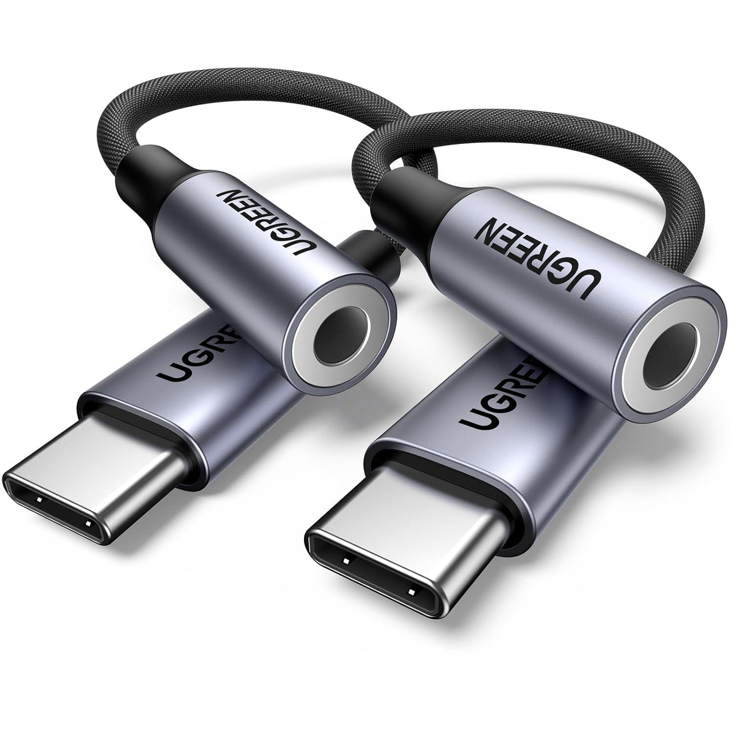 imageUGREEN USB C to 35mm Audio Adapter Type C to Headphone Aux Jack Dongle 24bit96kHz HiFi DAC Cable Cord Compatible with iPhone 17 16 Pro Max16 Plus iPad Galaxy S25 S24 Ultra Pixel 10 GreyGrey