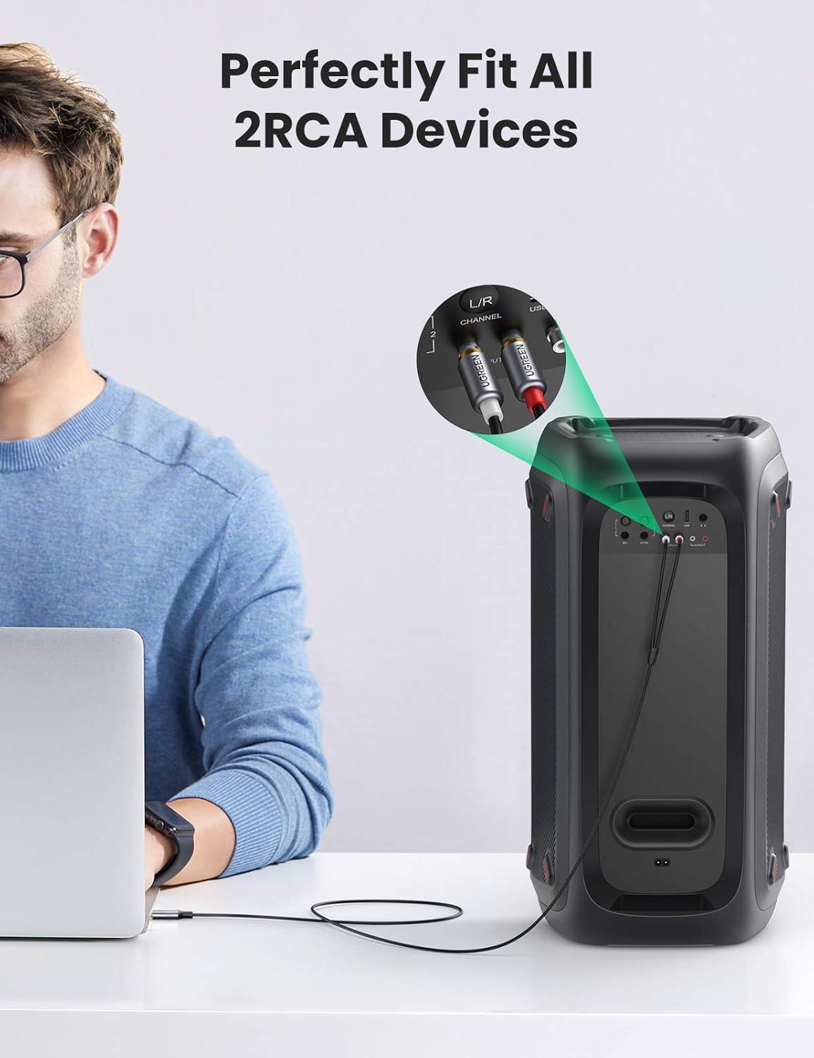 imageUGREEN USB C to RCA Audio Cable Type C to 2RCA Male Jack Plug Adapter Car Auxiliary Stereo Speaker Amp Cord Compatible with iPhone 17 16 Pro Max16 Pro16 Plus iPad Pro Galaxy S25 Pixel 10 Pro 5FT