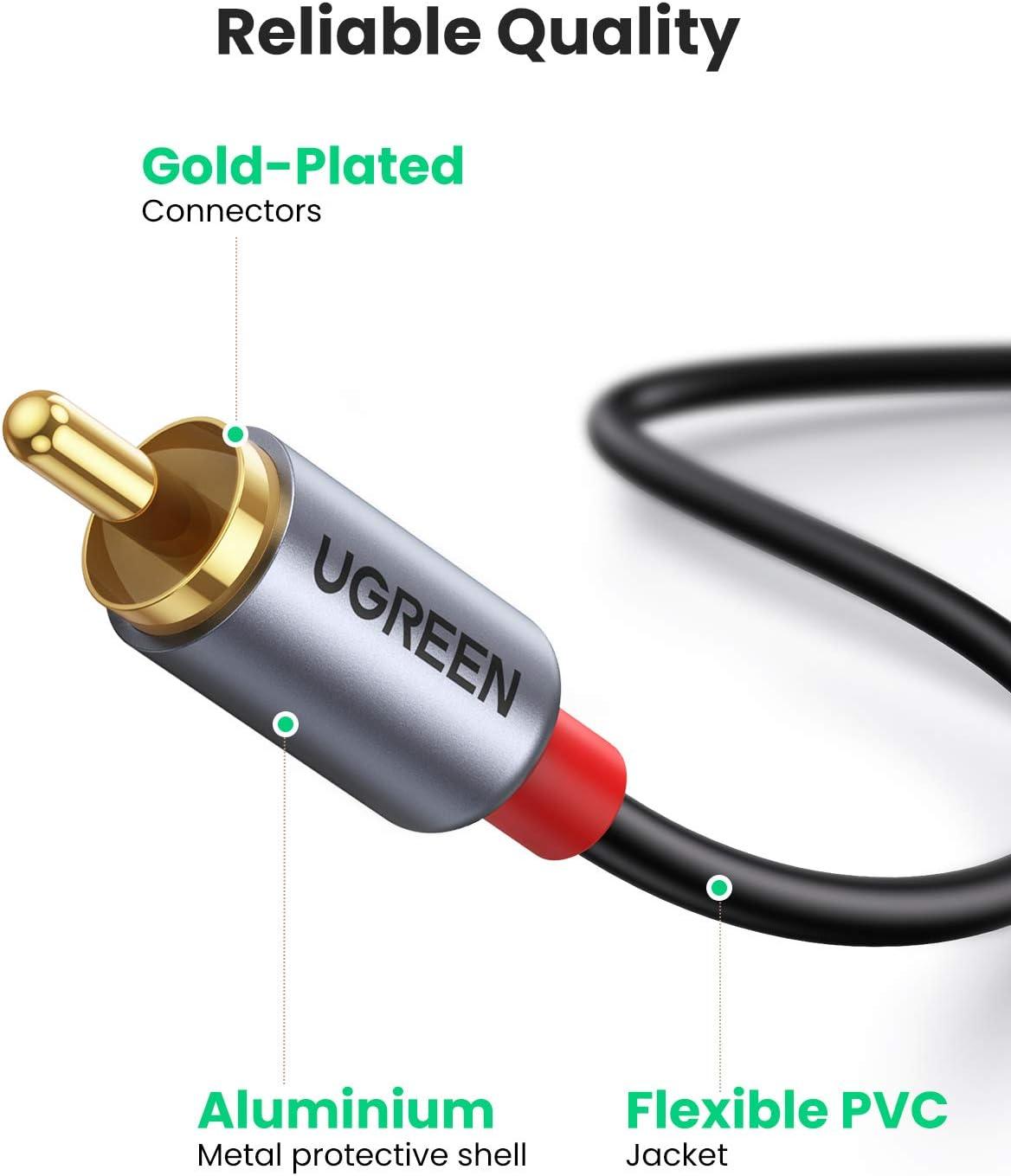 imageUGREEN USB C to RCA Audio Cable Type C to 2RCA Male Jack Plug Adapter Car Auxiliary Stereo Speaker Amp Cord Compatible with iPhone 17 16 Pro Max16 Pro16 Plus iPad Pro Galaxy S25 Pixel 10 Pro 5FT