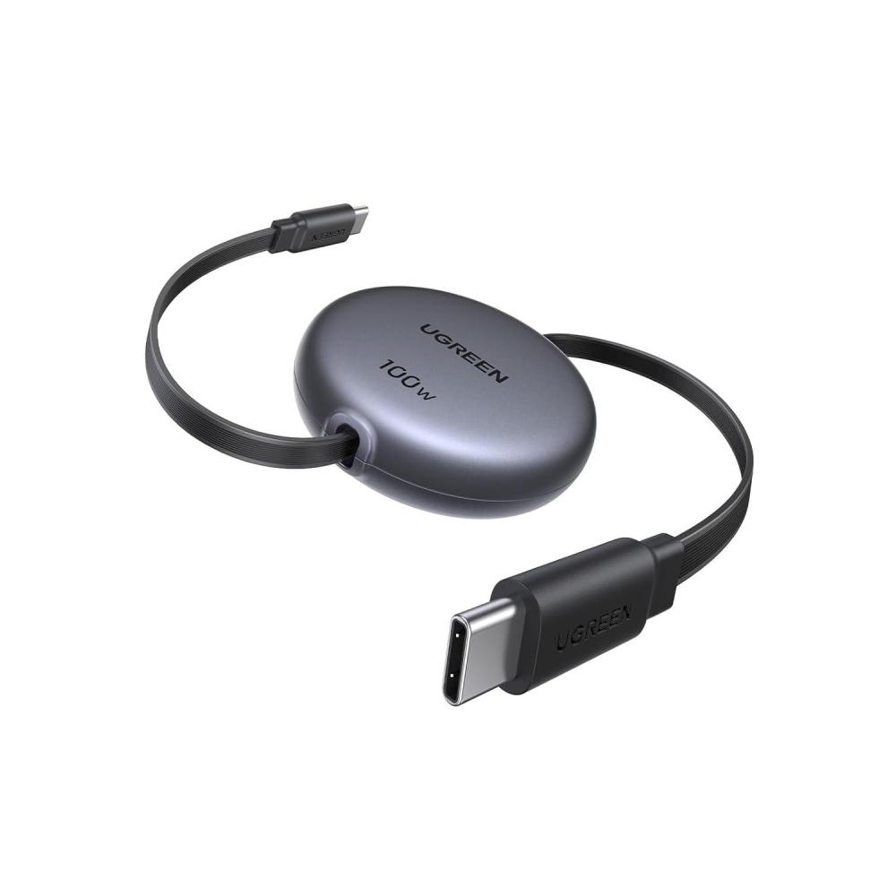 imageUGREEN 100W Retractable USB C Cable Type C Cord USB C Charger Cable for iPhone 171614 MacBook ProAir Galaxy S25S25S24 iPad ProAir Pixel 98 Switch AirPods Black 33FT