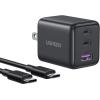imageUGREEN 30W Charger for iPhone 17 Fast Charging 3 Port GaN Charger Block with 66ft USBC Cable for iPhone 17Air161514 Samsung Galaxy S25S24S23 Pixel 10987 iPad and More Matt Black2 Pack Matt Black
