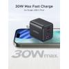 imageUGREEN 3Port 30W USB C Charger GaN II Compact iPhone Charger Fast Charging Type C Power Adapter for iPhone 171615 Series Samsung Galaxy S252423 iPad Matt Black