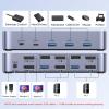 imageUGREEN 8K60Hz Displayport KVM Switch 2 Monitors 2 Computers Aluminum with 4 USB 30 Ports for 2 Computers Share Dual Monitors Keyboard Mouse Printer with 2 USB CablesPower AdapterController