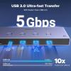 imageUGREEN 8K60Hz HDMI KVM Switch 4 Computers with 4 USB 30 Ports Aluminum KVM Switches Share One Monitor Keyboard Mouse Hard Drives Printer with 4 HDMI Cables 4 USB Cables and Desktop Controller