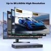 imageUGREEN 8K60Hz HDMI KVM Switch 4 Computers with 4 USB 30 Ports Aluminum KVM Switches Share One Monitor Keyboard Mouse Hard Drives Printer with 4 HDMI Cables 4 USB Cables and Desktop Controller