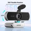 imageUGREEN Full HD 1080P Webcam with Microphone 2 NoiseCanceling Mics 85 Fov ampamp Fixed Focus Plug and Play Auto Light Correction Privacy Cover PC Camera for ZoomSkypeTeams Switch 2 Silver Gray