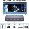 imageUGREEN HDMI Switch 5 in 1 Out 4K60Hz HDMI Splitter with Remote 5 Port Switcher Selector Box Support 3D CEC HDR HDCP22 Compatible with PS543 Xbox Nintendo Switch Roku TV Fire Stick BlackGrey