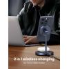 imageUGREEN MagFlow 2in1 Magnetic Wireless Charging Stand Fast Wireless Charger for iPhone 17 16 15 14 13 12 Series and AirPods MagSafe Compatible Qi Charging Stand with 3 FT USBC Cable No AC Adapter