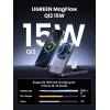 imageUGREEN MagFlow Qi2 3in1 Charger Station for iPhone 16 Foldable Wireless Charger Stand Compatible with iPhone 1615141312 Series AirPods 32Pro Smartwatch Included 30W Adapter