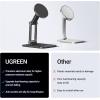 imageUGREEN Magnetic Phone Stand Compatible with MagSafe Holder for Desk Ergonomic Design Adjustable Aluminum Cell Phone Stand Compatible for iPhone 17 Air 16 15 14 13 12 Pro Max and MagSafe Case GreyBlack
