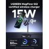 imageUGREEN Qi2 Certified 15W 2in1 Magnetic Wireless Charging Stand Fast Charging Station for iPhone 17 16 15 14 13 12 Series and AirPods MagSafeCompatible Wireless Charger with 3 FT USBC Cable
