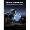 imageUGREEN Qi2 Wireless Car Charger 15W Fast Charging Strong Magnetic Car Phone Holder with LED Light for iPhone 171615141312 Series Car Accessories