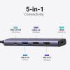 imageUGREEN Revodok 105 USB C Hub 5 in 1 Multiport Adapter 4K HDMI 100W Power Delivery 3 USBA Data Ports USB C Dongle for MacBook ProAir iPad Pro iMac iPhone 16 ProPro Max XPS Thinkpad