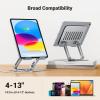 imageUGREEN Tablet Stand Holder for Desk with 360 Rotating Base Aluminum Dual Rod Support Adjustable Home Office Accessories Compatible with iPad Pro 13 12 11 Air Mini 5 4 3 Phone EReader Silver