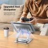 imageUGREEN Tablet Stand Holder for Desk with 360 Rotating Base Aluminum Dual Rod Support Adjustable Home Office Accessories Compatible with iPad Pro 13 12 11 Air Mini 5 4 3 Phone EReader Silver