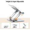 imageUGREEN Tablet Stand Holder for Desk with 360 Rotating Base Aluminum Dual Rod Support Adjustable Home Office Accessories Compatible with iPad Pro 13 12 11 Air Mini 5 4 3 Phone EReader Silver