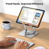 imageUGREEN Tablet Stand Holder for Desk with 360 Rotating Base Aluminum Dual Rod Support Adjustable Home Office Accessories Compatible with iPad Pro 13 12 11 Air Mini 5 4 3 Phone EReader Silver