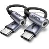 imageUGREEN USB C to 35mm Audio Adapter Type C to Headphone Aux Jack Dongle 24bit96kHz HiFi DAC Cable Cord Compatible with iPhone 17 16 Pro Max16 Plus iPad Galaxy S25 S24 Ultra Pixel 10 GreyGrey