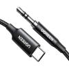 imageUGREEN USB C to Aux Type C to 35mm Audio Adapter HiFi Stereo Cord Headphone Male Car Auxiliary Cable Compatible with iPhone 17 16 15 Pro Max Galaxy S25 S24 Ultra iPad Pixel 10 Grey 33FTBlack