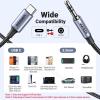 imageUGREEN USB C to Aux Type C to 35mm Audio Adapter HiFi Stereo Cord Headphone Male Car Auxiliary Cable Compatible with iPhone 17 16 15 Pro Max Galaxy S25 S24 Ultra iPad Pixel 10 Grey 33FTGrey