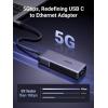 imageUGREEN USB C to Ethernet Adapter 5Gb Ethernet Adapter for Laptop Aluminum with Thermal Design Type C Thunderbolt 543 Compatible to RJ45 Network LAN Internet Compatible for MacBook AirPro XPS
