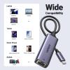 imageUGREEN USB C to Ethernet Adapter Plug and Play 1Gbps Ethernet Adapter Aluminum Case Thunderbolt 43 Compatible to RJ45 Network Dongle Compatible for MacBook ProAir iPhone 16 ProMax iPad XPSSpace Grey