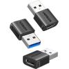 imageUGREEN USB to USB C Adapter 3Pack USB C Female to USB Male Adapter 10Gbps Type C Converter for iPhone 17 16 15 14 13 Plus Pro MaxiPad Air Mini 6 7Samsung Galaxy S23 S24Pad AirBlackBlack