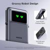 imageUGREEN Uno 10000mAh Magnetic Portable Charger Qi 75W Wireless Power Bank PD 20W USB C Battery Pack with Foldable Stand and TFT Display MagSafe Compatible iPhone 1716 15141312 Series BlackBlack