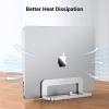 imageUGREEN Vertical Laptop Stand Holder for Desk Compatible with MacBook Pro MacBook Air Stand Vertical Aluminum Adjustable for Up to 173 Inch Gaming Laptop GraySilver
