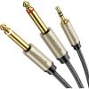 imageUGREEN 18 to 14 Stereo Cable 35mm TRS to Dual 635mm 14 TS Mono Y Splitter Audio Cord Adapter Compatible with iPhone PC Computer Sound Card Mixer Multimedia Speaker Home Stereo System 66FT10FT