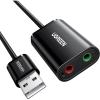 imageUGREEN USB to Audio Jack Sound Card Adapter with Dual TRS 3Pole 35mm Headphone and Microphone USB to Aux 35mm External Audio Converter for Windows Mac Linux PC Laptops Desktops PS5 Switch 2black
