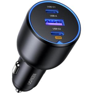 imageUGREEN 130W USB C Car Charger Type C Car Charger Adapter Compatible with iPhone 17 17 Air 17 Pro 17 Pro Max 16 16 Plus 16 Pro 16 Pro Max 15 14 13 12 Galaxy S24 S23 Ultra iPad MacBook and More