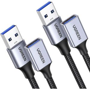 imageUGREEN 2 Pack USB Extension Cable 3 FT 3 FT Nylon Braided Extender Compatible With Webcam Camera Phone Hub Mouse Keyboard Printer Hard Drive Headset10 FT