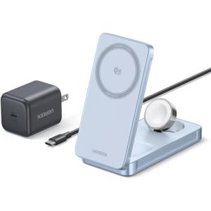 imageUGREEN 25W 3in1 Foldable Magflow Wireless Charger Qi2 Magsafe Travel Charger for iPhone 171615141312 AirPods and Apple Watch UltraCompact PocketSize Charging Pad