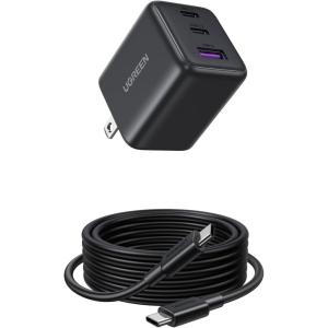 imageUGREEN 30W Charger for iPhone 17 Fast Charging 3 Port GaN Charger Block with 66ft USBC Cable for iPhone 17Air161514 Samsung Galaxy S25S24S23 Pixel 10987 iPad and More Matt Black1 Pack Matt Black