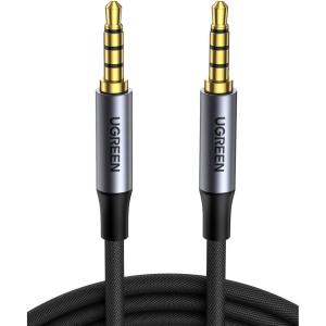 imageUGREEN 35mm Audio Cable Braided 4Pole TRRS HiFi Stereo Jack Shielded Male to Male AUX Cord Compatible with iPad Samsung Phones Tablets Car Home Stereos Headphones Speaker 3FT6FT