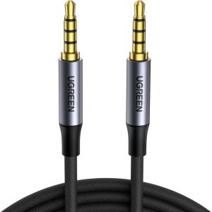 imageUGREEN 35mm Audio Cable Braided 4Pole TRRS HiFi Stereo Jack Shielded Male to Male AUX Cord Compatible with iPad Samsung Phones Tablets Car Home Stereos Headphones Speaker 3FT10FT