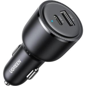 imageUGREEN 63W USB C Car Charger Adapter PPS 45W Super Fast Charging 20 Type C Car Charger Cargador para Carro Dual USB C for iPhone 171615141312 Galaxy S24S23S22Series iPad MacBook