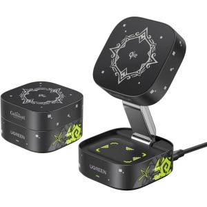 imageUGREEN MagFlow Qi2 Magnetic Foldable Charging Station 2in1 Fast Wireless Charger Compatible with iPhone 1717 Air17 Pro17 Pro Max 16 15 14 13 12 Airpods3 2 Pro No AC Adapter Dark GreyKinich