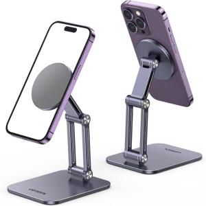 imageUGREEN Magnetic Phone Stand Compatible with MagSafe Holder for Desk Ergonomic Design Adjustable Aluminum Cell Phone Stand Compatible for iPhone 17 Air 16 15 14 13 12 Pro Max and MagSafe Case GreyGrey