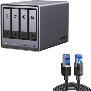 imageUGREEN NASync DXP4800 4Bay Desktop NASNetwork Attached Storage Diskless Bundle with HDMI Cable Right Angle 4K 90 Degree HDMI Cord 66 FT