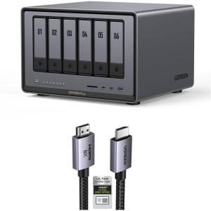 imageUGREEN NASync DXP6800 Plus 6Bay Desktop NAS Support Storage Capacity Up to 196TB Bundle with 66FT 8K HDMI Cable Certified