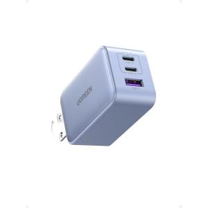 imageUGREEN Nexode 65W GaN USB C Wall Charger 3Port Compact Foldable Fast Charger Power Adapter for iPhone 171615 Series Galaxy S25S24 Pixel 109 MacBook ProAir Dell XPS iPad Pro BlackGlacier Blue