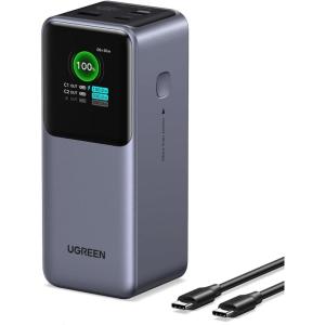 imageUGREEN Nexode Power Bank 20000mAh 130W Portable Charger 72Wh PD Fast Charging 3Port USB C Battery Pack with TFT Smart Display for MacBookiPadiPhone 1716Samsung S24 and MoreClassic